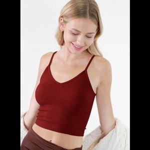 New Sun-dried Tomato Super Comfortable Relaxed Fit Ribbed Crop Top